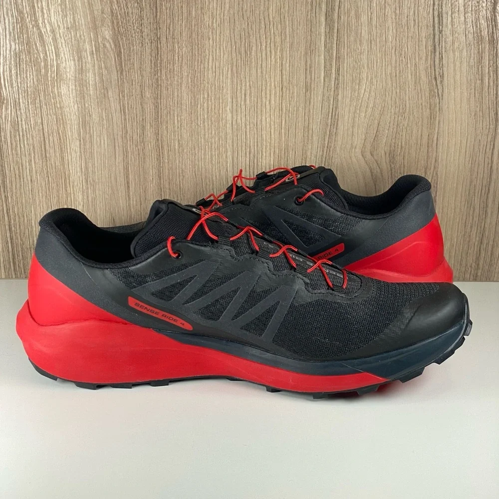 Salomon Sense Ride 4 Black/Red Running Hiking Shoes 413781 Men’s Size 11 - Picture 6 of 9